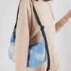 Medium Nylon Crescent Bag | Clouds