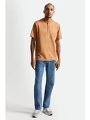Brixton Hilt Stripe Short Sleeve Henley Knit Tee | Caramel/Teal