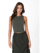 Bamboo Ribbed Tank | Olive