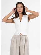 Button Down Vest | Cream