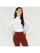 Long Sleeve Crop Mock Neck | White | One Size