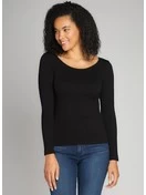 Seamless Rib Crew Neck Top | Black | One Size