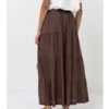 Classic Tiered Maxi Skirt | Chocolate