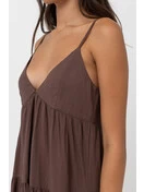 Classic Tiered Mini Dress | Chocolate