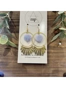 Blue Lace Agate Circle | Gold