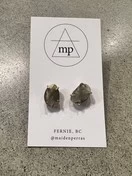 Oval Labradoite Stud Earrings | Gold