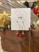 Ruby Drop Hoops | Gold