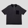 Drain Knit Short Sleeve Polo | Tar Black
