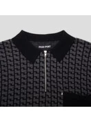 Drain Knit Short Sleeve Polo | Tar Black 3 Drain Knit Short Sleeve Polo | Tar Black - Image 3