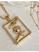 Alchemy Hands With Eye Framed Pendant Necklace | Gold