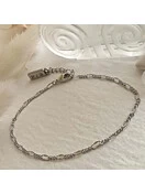 Figaro Flat Link Chain Bracelet | Silver