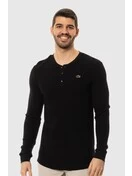 Snap Henley Long Sleeve | Black