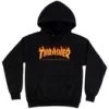 Thrasher Flame Logo Pullover Hoodie Jacket | Black