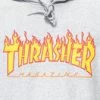 Thrasher Flame Logo Pullover Hoodie Jacket | Grey