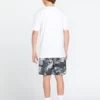 Volcom Big Boys Asphalt Beach Elastic Waist Hybrid Shorts | Black White