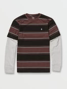 Volcom Big Boy's Bandstone Twofer Long Sleeve Shirt | Mahogany